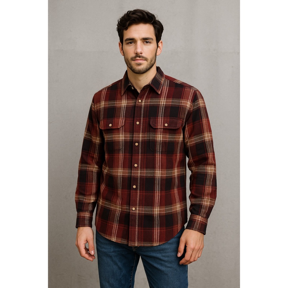 Vintage Sir William Shirt Mens L Purple Flannel Plaid Lumberjack Western Rustic‎
